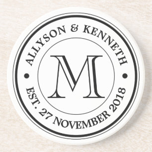 Porta-copos Faça seu próprio monograma retro da tipografia d