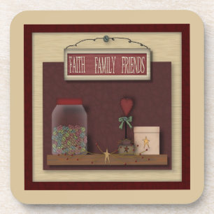 Porta copos Faith Family Friends Cork