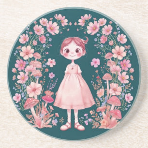 Porta-copos Fantasia Floral Caprichosa Garota Redonda