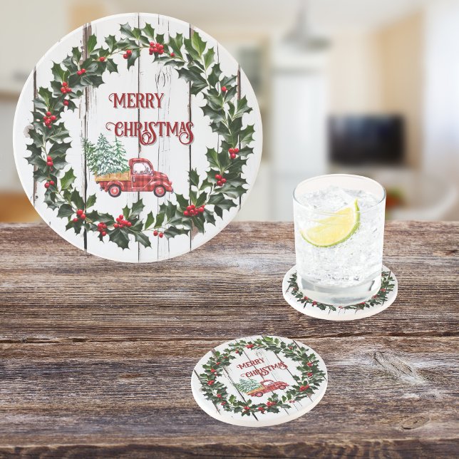 Porta-copos Farmhouse Russo - Caminhão Vermelho de Madeira em  (Criador carregado)