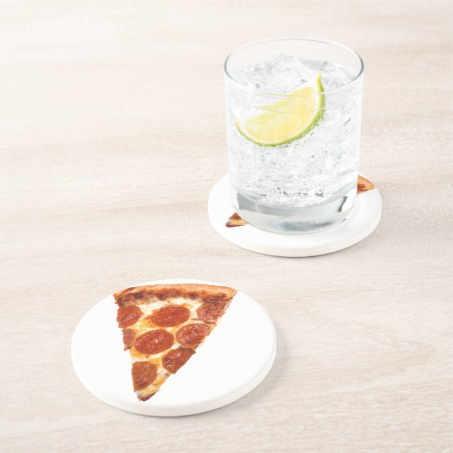 Porta-copos Fatia de pizza de pepperoni clássica da SlipperyJo (Lateral)