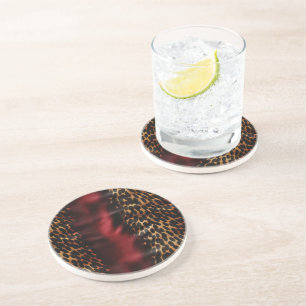 Porta-copos Faux Cowgirl Dourada Vermelha, Southwest Cowhide