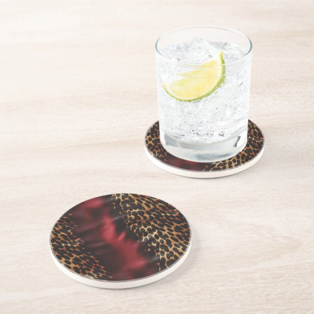 Porta-copos Faux Cowgirl Dourada Vermelha, Southwest Cowhide (Lateral)