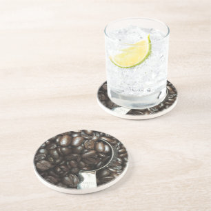 Porta-copos Feijões De Café Torrados Com Fotografia De Prata