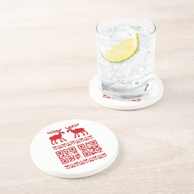 Porta-copos Feliz ano novo de código QR do Sweater de Natal Fe (Lateral)