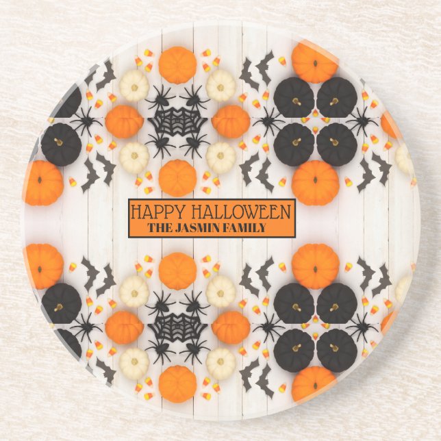 Porta-copos Feliz Halloween Abóbora Laranja (Frente)