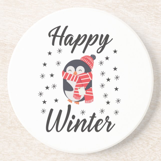 Porta-copos Feliz Inverno, Pinguim Bonito (Frente)