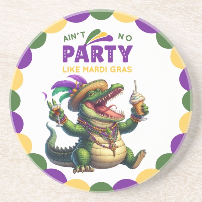 Porta-copos Feliz Mardi Gras Alligator (Frente)