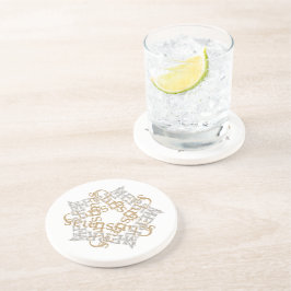 Porta-copos Feliz Natal Calliografia, Arte em Estrela Dourada,