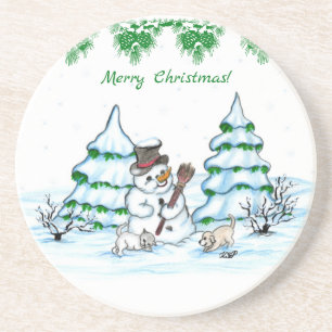 Porta-copos Feliz Natal! Neve com Cat e Puppy