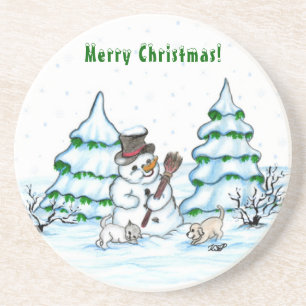 Porta-copos Feliz Natal! Neve com Cat e Puppy