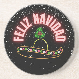 Porta-copos Feliz Navidad Neon Sombrero Feriado