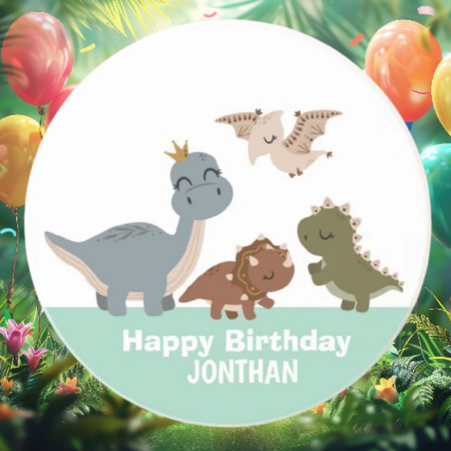 Porta-copos Festa de aniversário Green Boho Dinosaur (Celebrate your little one's birthday with our enchanting Green Boho Dinosaur Coaster! )