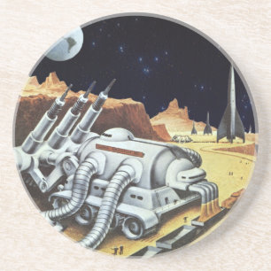 Porta-copos Ficção Científica Vintage, Estação Espacial na Lua