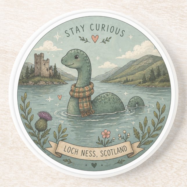 Porta-copos Fique Curioso Aconchegante Críptido Nessie Monstro (Frente)