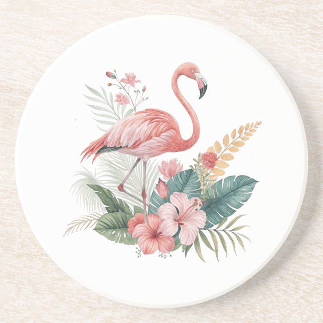 Porta-copos Flamingo Com Flores (Frente)