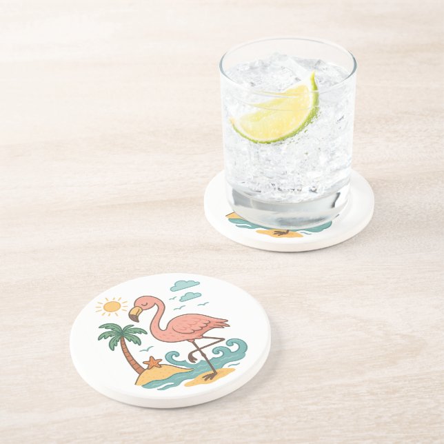 Porta copos Flamingo Sandstone, cor-de-rosa, (Lateral)