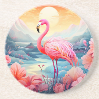 Porta-copos Flamingo Tropical com Flores