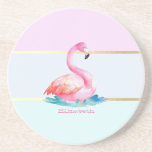 Porta-copos Flamingos Rosa Listras Pastel Modernas