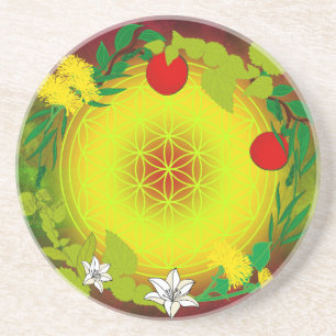Porta-copos Flor da Vida Botânica Geometria Sagrada