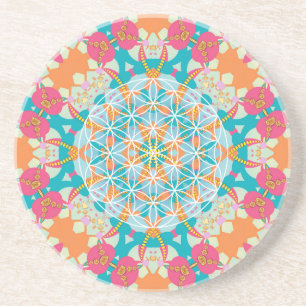Porta-copos Flor da vida Mandala Bright