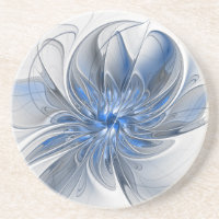 Flor de Arte Fracionada com Cinza Azul abstrato