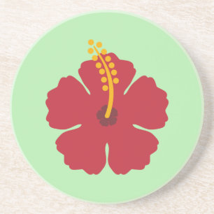 Porta-copos Flor de Hibiscus Vermelho de Cartoon Simples