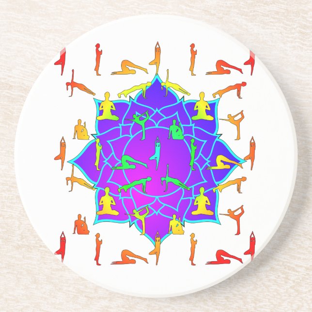 Porta-copos Flor de Lótus com Poses de Yoga (Frente)