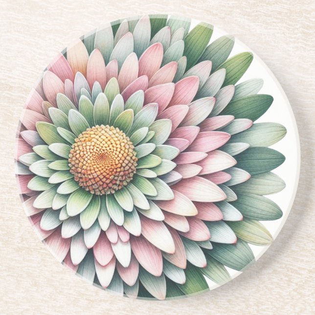 Porta-copos Flor de Mod - Rosa, Sage e Amarelo - parcial (Frente)