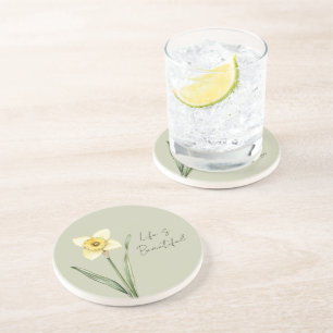 Porta-copos Flor de Narciso Amarelo Branco Verde