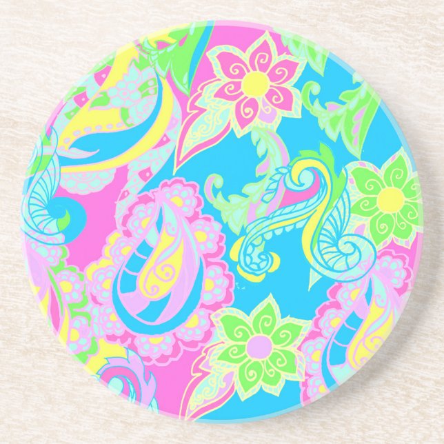 Porta-copos Flor de Paisley Pastel (Frente)