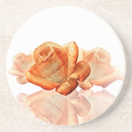 Porta-copos Flor de Rosa de Coral com Música em Folha