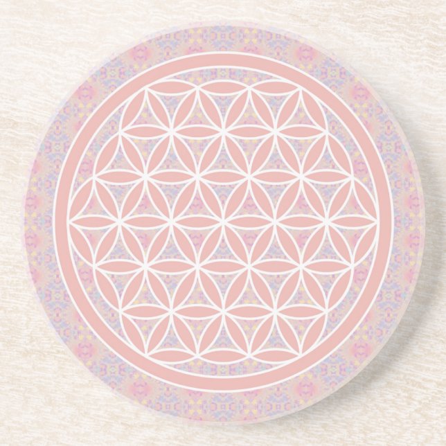 Porta-copos Flor de Vida em Rosa Real Geometria Sagrada (Frente)