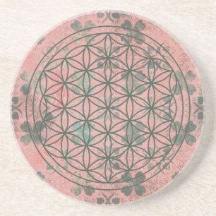 Porta-copos Flor de Vida em Rosa Vintage Geometria Sagrada