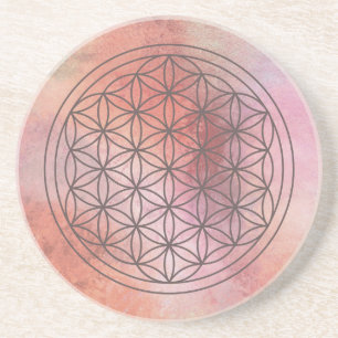 Porta-copos Flor de Vida Geometria Sagrada Rosa Paixão