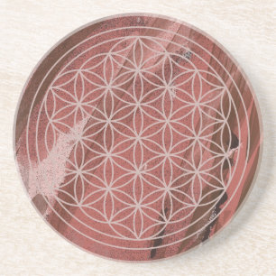 Porta-copos Flor de Vida Marrom em Coaster Geometria Sagrada