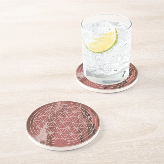 Porta-copos Flor de Vida Marrom em Coaster | Geometria Sagrada (Lateral)
