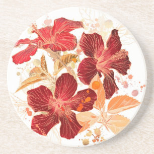 Porta-copos Flor do hibiscus - pintura 2 da aguarela