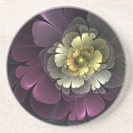 Porta-copos Flor Fractal Abstrata Moderna Purpura Cinza Khaki