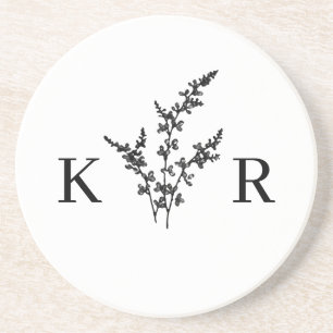Porta-copos Flor personalizada com monograma de casamento grav