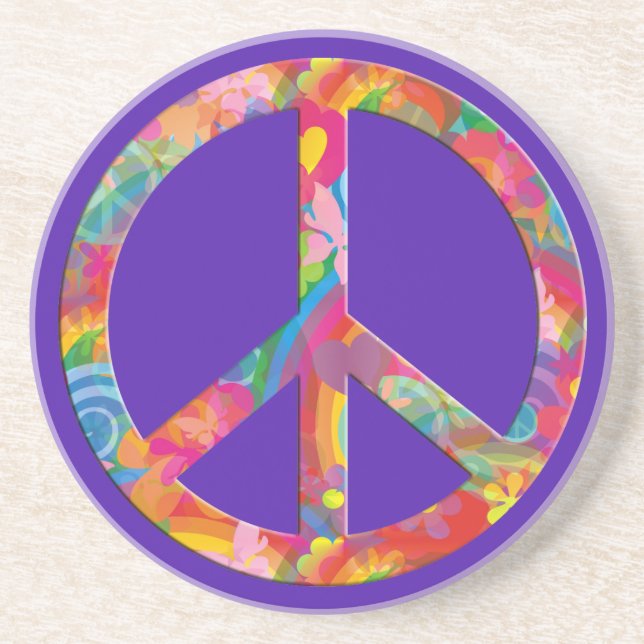 Porta-copos Flor Power Peace | violeta (Frente)