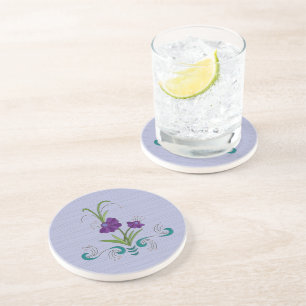 Porta-copos Flor Roxo com Areia Teal