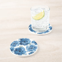 Florais Botânicos Aquarela Blue Blossom Branco