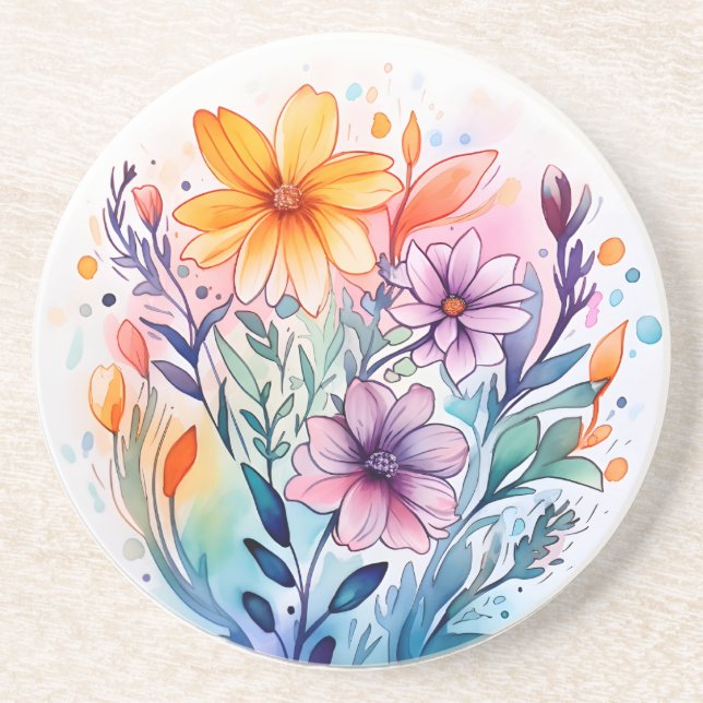 Porta-copos floral aquarela (Frente)