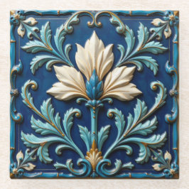 Porta copos Floral Azul e Branco