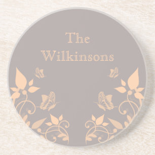 Porta copos floral da borboleta coral