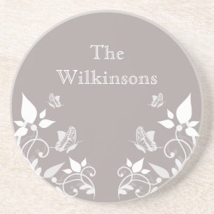 Porta copos floral da borboleta do marfim