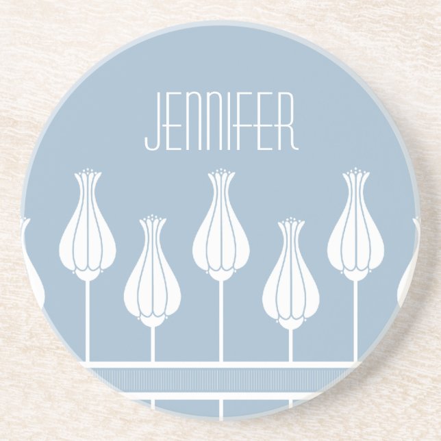 Porta copos Floral de Deco Azul Claro (Frente)