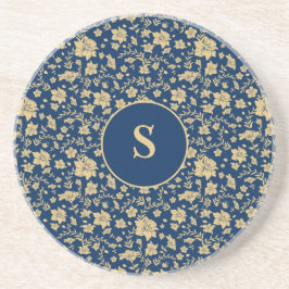 Porta-copos Floral de Marinho Dourado Personalizado