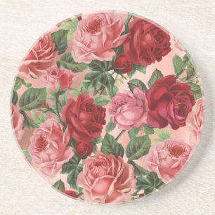 Porta-copos Floral de Rosas vermelhas Rosa Vintage Chic Elegan
